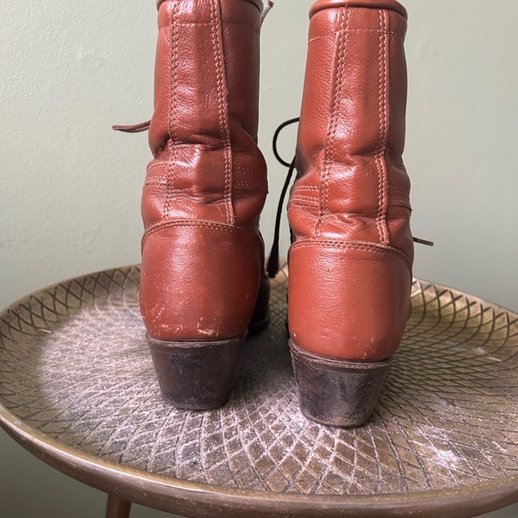 Women's Brown Leather Lace-Up Boots - Picture 5 of 8